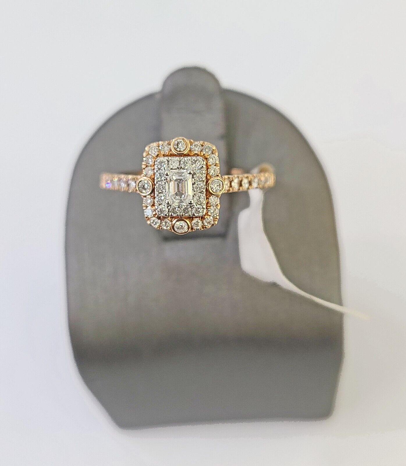 REAL 14k Rose Gold Diamond Ladies Ring Rectangle Shape Women Engagement Wedding - GoldenlinQ